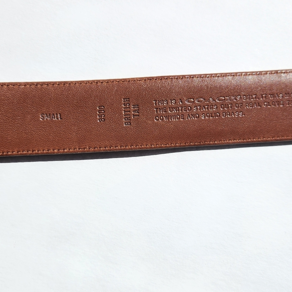Coach Tan Leather Belt with Gold Buckle - Picture 6 of 9